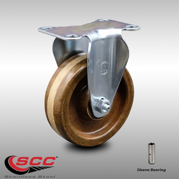 Service Caster 4 Inch SS High Temp Phenolic Wheel Rigid Top Plate Caster SCC-SS20R414-PHSHT - main